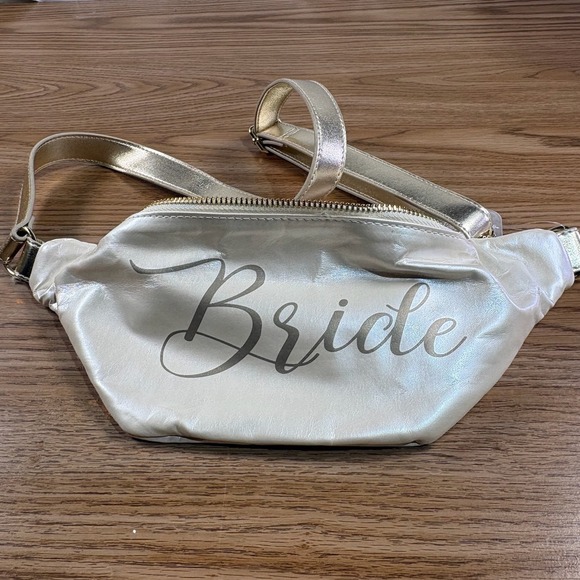 Bride Fanny Pack Waist Bag Metallic Gold Sparkly Wedding Bridal Bachelorette - Picture 2 of 6